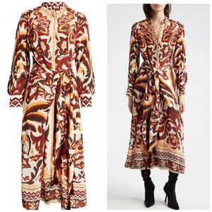 FARM RIO Cream Toucans Scarf Maxi Dress Small